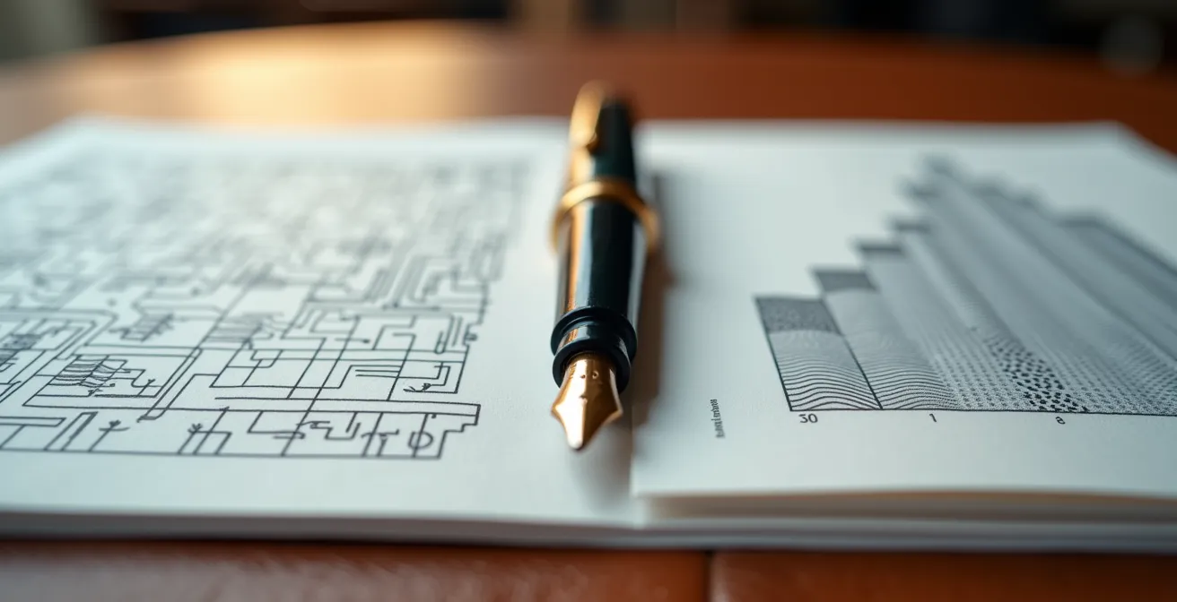 Due documenti professionali su scrivania italiana con dettagli tecnici e grafici ROI visibili