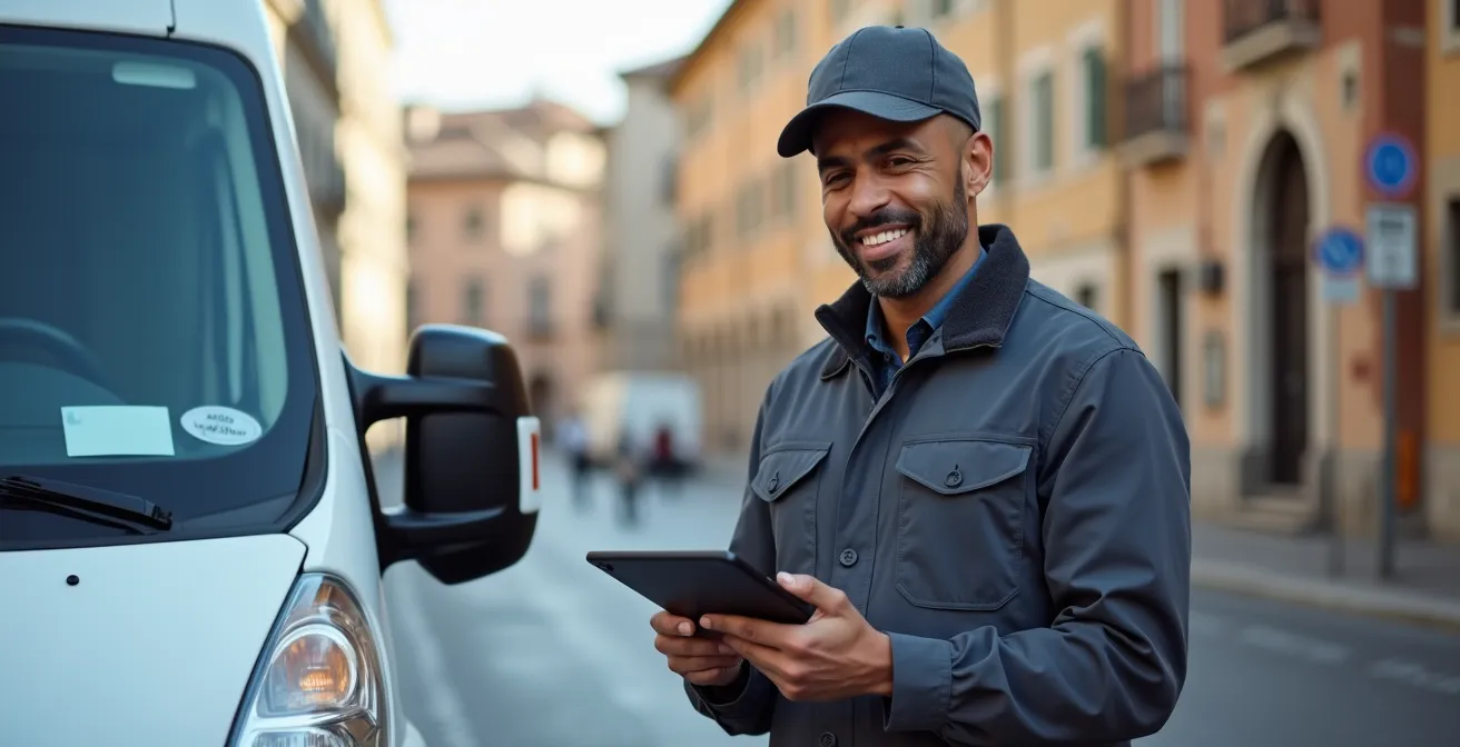 Furgone con permesso di accesso temporaneo in zona pedonale Milano