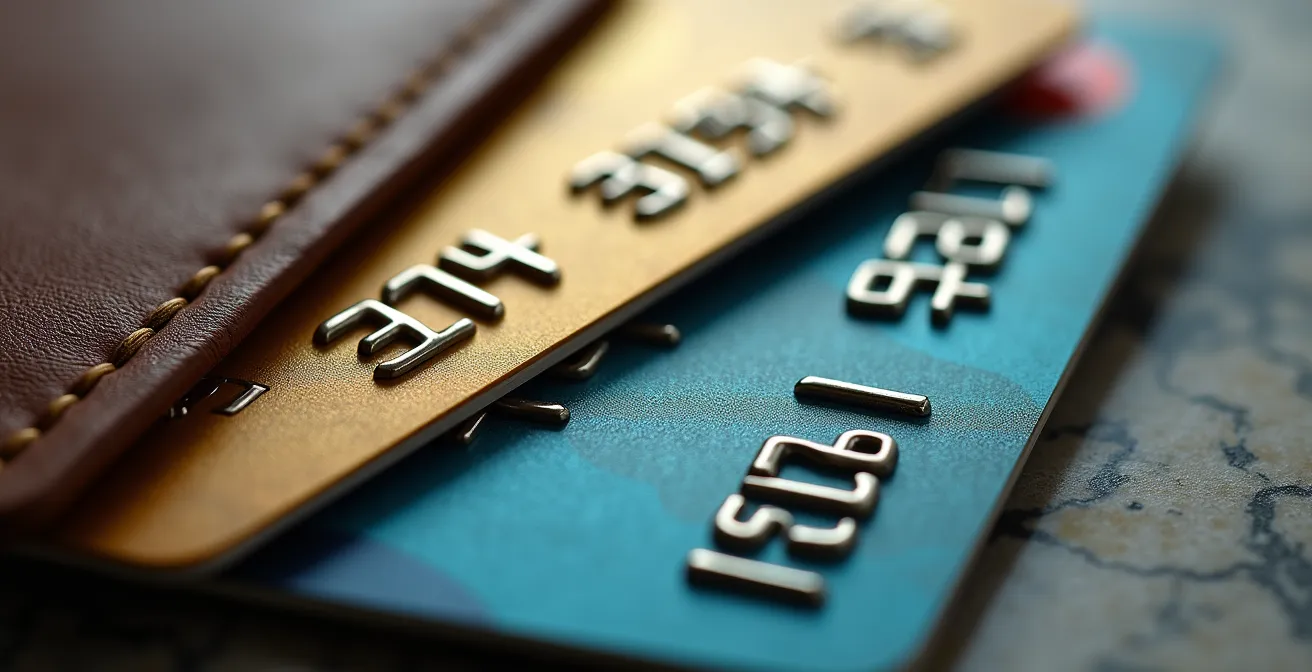 Vista macro ravvicinata di carte di pagamento italiane sovrapposte con texture e pattern visibili