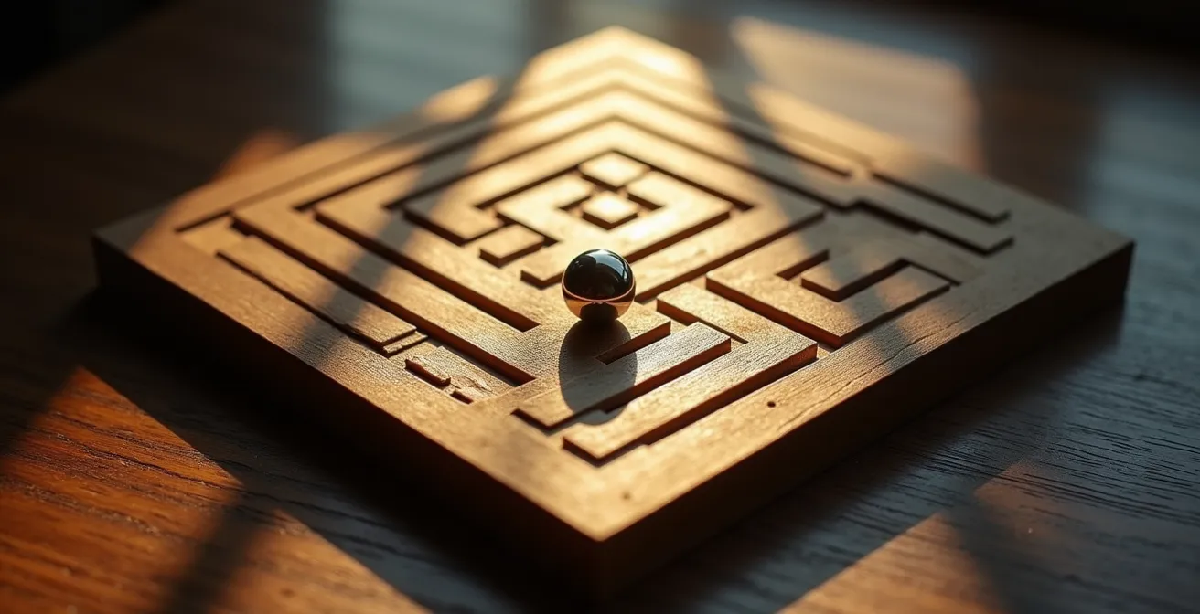 Rappresentazione simbolica di un percorso interconnesso con nodi luminosi