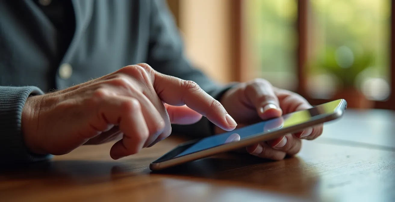 Mano che interagisce con smartphone mostrando diverse dimensioni di pulsanti touch